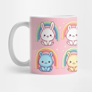 Cute Kawaii Bunnies With Rainbow Pride Mug